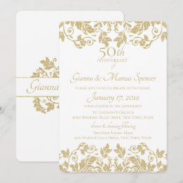 Invitación Damask dorado 50 aniversario
