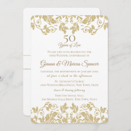 Invitación Damask Dorado 50 Aniversario