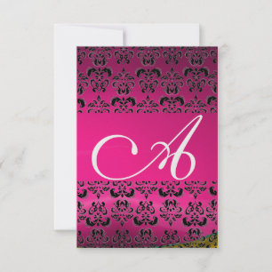 Invitación DAMASK GEM MONOGRAM hielo rosa rsvp