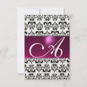 Invitación DAMASK GEM MONOGRAM hielo rosa rsvp