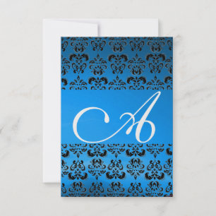 Invitación DAMASK GEM MONOGRAM hielo rsvp azul