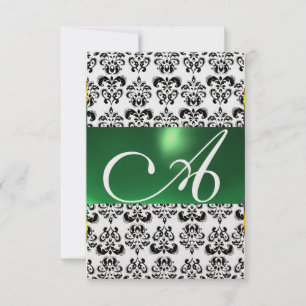 Invitación DAMASK GEM MONOGRAM hielo verde rsvp