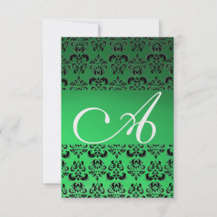 Invitación DAMASK GEM MONOGRAM hielo verde rsvp