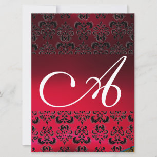Invitación DAMASK GEM MONOGRAM rojo burgundy blanco