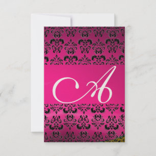 Invitación DAMASK GEM MONOGRAM rsvp rosa