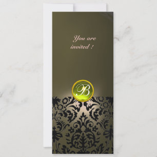 Invitación DAMASK GEM STONE MONOGRAM amarillo