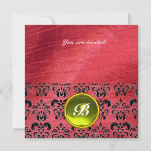 Invitación DAMASK GEM STONE MONOGRAM seda púrpura