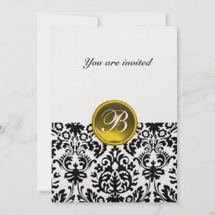 Invitación DAMASK GEM STONE MONOGRAM topacio amarillo hielo o