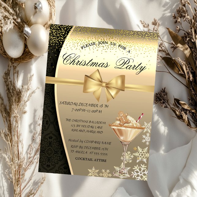 Invitación Damask Gingerbread Fiesta de Navidades corporativo (Subido por el creador)