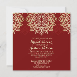 Invitación Damask Lace Luxury Red Bridal Shower