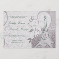 Damask Parisienne - Sutil Boda Verde azulado y púr