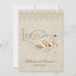 Invitación Damask Swan Elegance Ivory - Cena ensayada
