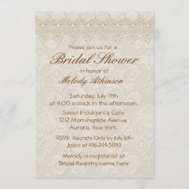 Invitación Damask Swan Elegance Marfil - Bridal Shower