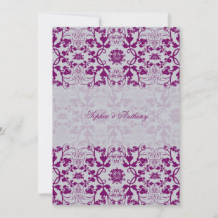 Invitación Damask Swirls Lace Elegant Orchid Wedding Invite 2