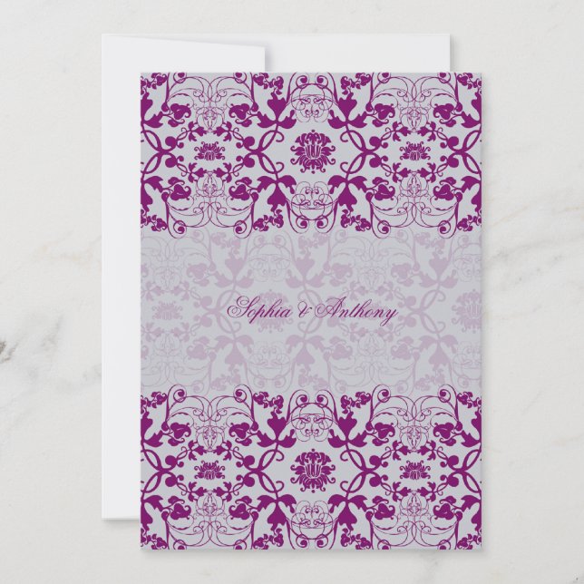 Invitación Damask Swirls Lace Elegant Orchid Wedding Invite 2 (Anverso)