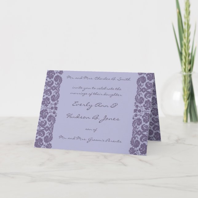 Invitación Damask Wedding Invitation -Choose BackGround (Anverso)