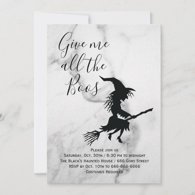 Invitación Dame toda la fiesta de Boos Marble Halloween (Anverso)