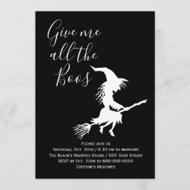 Invitación Dame toda la fiesta de Halloween en blanco y negro