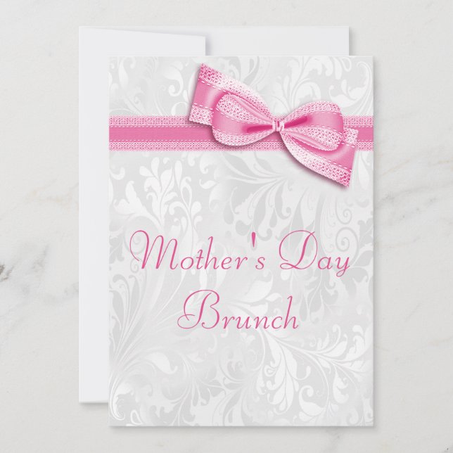 Invitación Dámpara de brunch de día de la madre y moho rosa (Anverso)