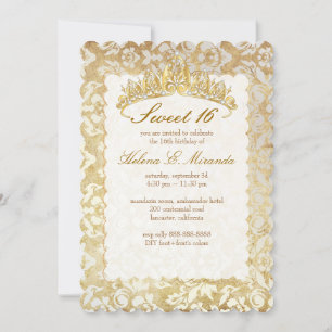 Invitación Dámpara de PixDezines vintage Sweet 16/ princesa/p