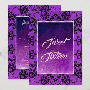 Invitación Dámpara negro elegante y dulce morado gótico 16