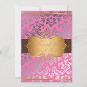 Invitación Dámpara rosa PixDezines/Dulce 16/tiara/Diy colores
