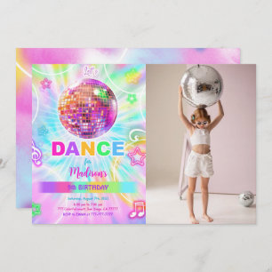 Invitación Dance arcoiris Disco Fiesta Neon Glow Photo