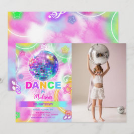 Invitación Dance arcoiris Disco Fiesta Neon Glow Photo