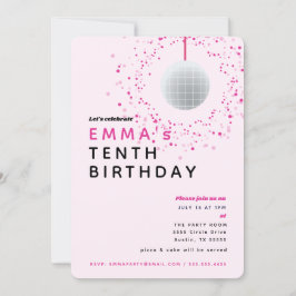 Invitación Dance Disco Ball Retro Cumpleaños Fiesta Negro Ros