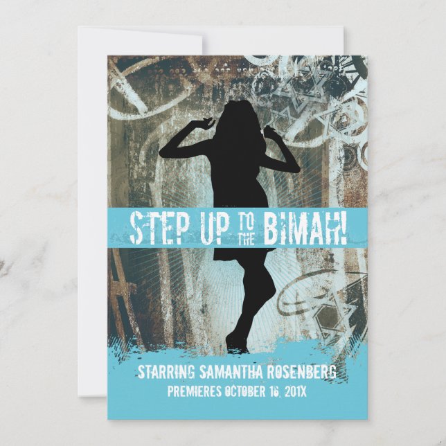 Invitación Dance Party Bat Mitzvah Invitation in Sky (Anverso)