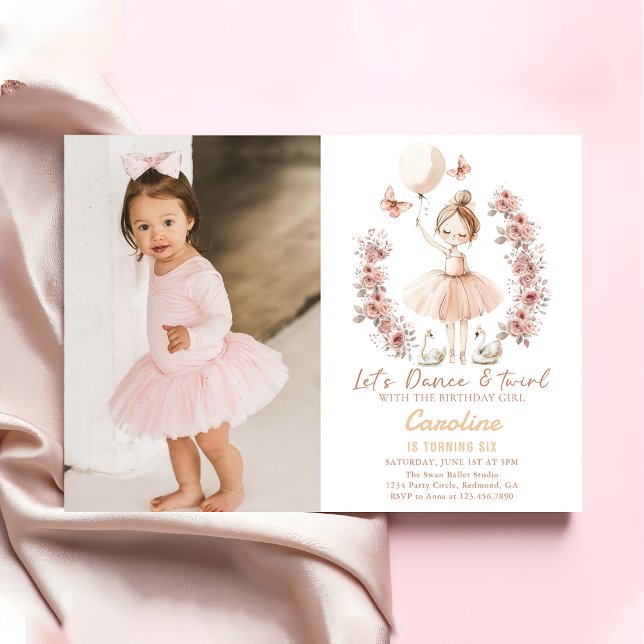 Invitación Dance & Twirl Ballerina Ballet Fotos de cumpleaños (Subido por el creador)