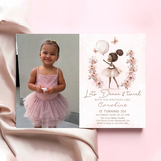 Invitación Dance & Twirl Ballerina Ballet Fotos de cumpleaños (Subido por el creador)