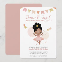 Invitación Dance & Twirl, cumpleaños de la princesa Ballerina