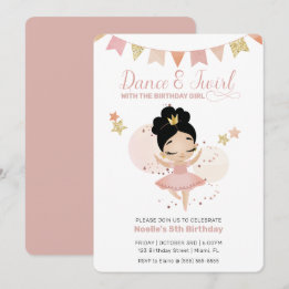 Invitación Dance & Twirl, cumpleaños de la princesa Ballerina