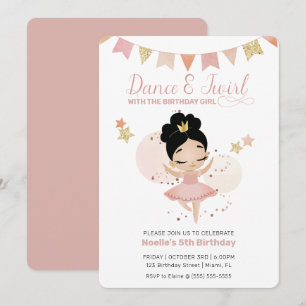 Invitación Dance & Twirl, cumpleaños de la princesa Ballerina