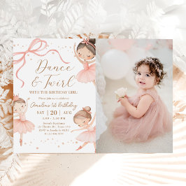 Invitación Dance & Twirl Pink Ballerina Birthday Party Photo