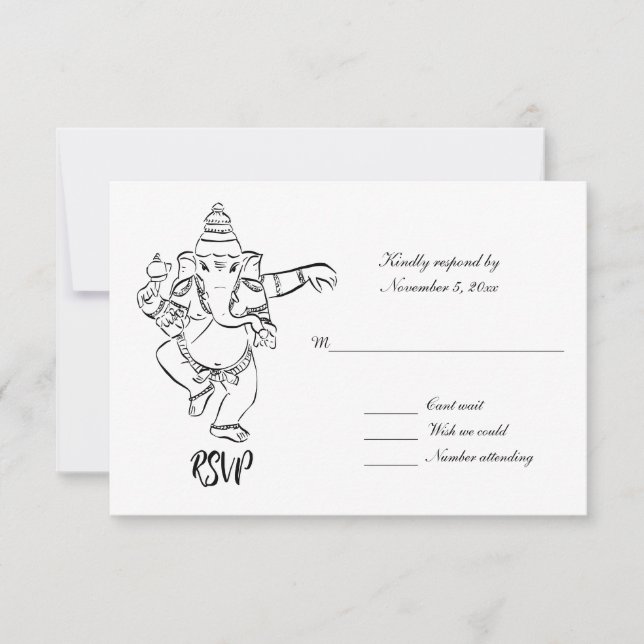 Invitación Dancing Ganesh | Indian Wedding RSVP (Anverso)