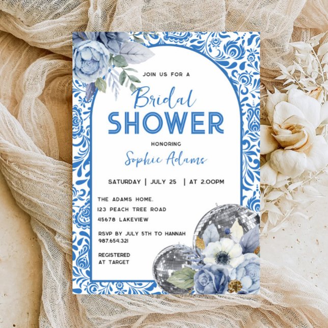 Invitación Dancing Queen Disco Ball Blue Tile Briower (Subido por el creador)