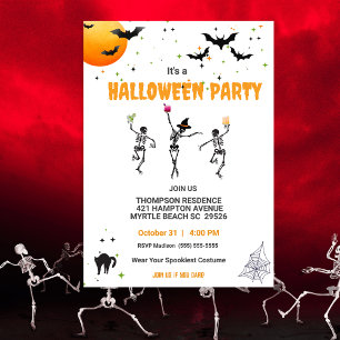 Invitación Dancing Skeletons Cocktail Halloween Party