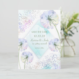 Invitación Dandelion y Glitter Boda Guardar la Fecha