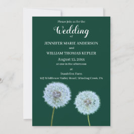 Invitación Dandelions Dandelion Clocks Dark Green Boda
