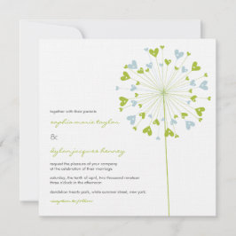 Invitación Dandelions Love Hearts Summer Wedting