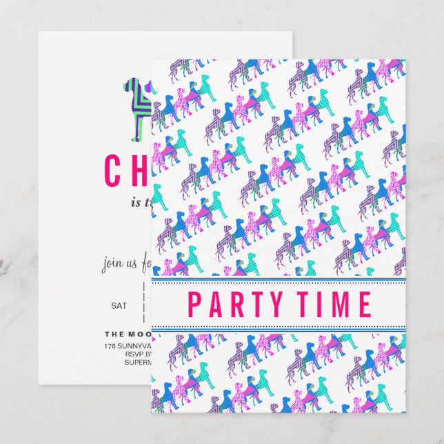 Invitación Daneses Modernos y Cool (Anverso / Reverso)