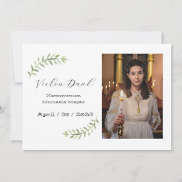 Invitación Dankeskarte Kommunion / Konfirmation weiß Zweig