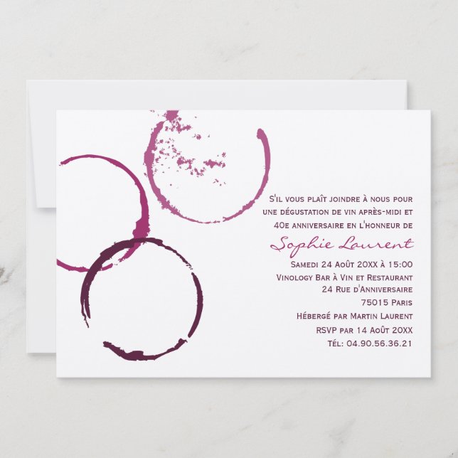 Invitación d'Anniversaire de Vin Invitation Orientée de Fête (Anverso)