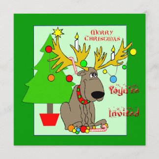 Invitación dañosa del navidad del reno