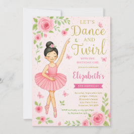 Invitación Danza Ballerina y cumpleaños de Twirl