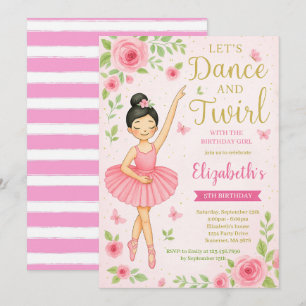 Invitación Danza Ballerina y cumpleaños de Twirl