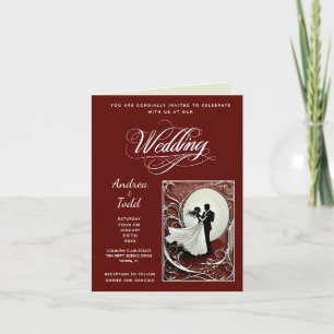 Invitación Danza caligráfica burgundy Boda fotográfico vintag