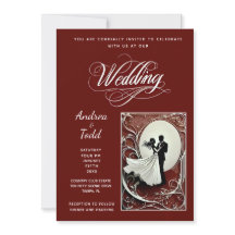 Danza caligráfica burgundy Boda fotográfico vintag